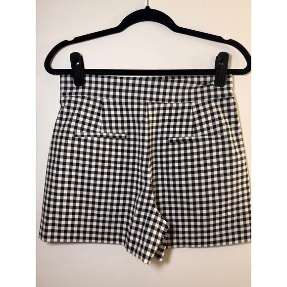 Zara Embroidered Floral Checkered High Rise Shorts - M - Picture 6 of 10